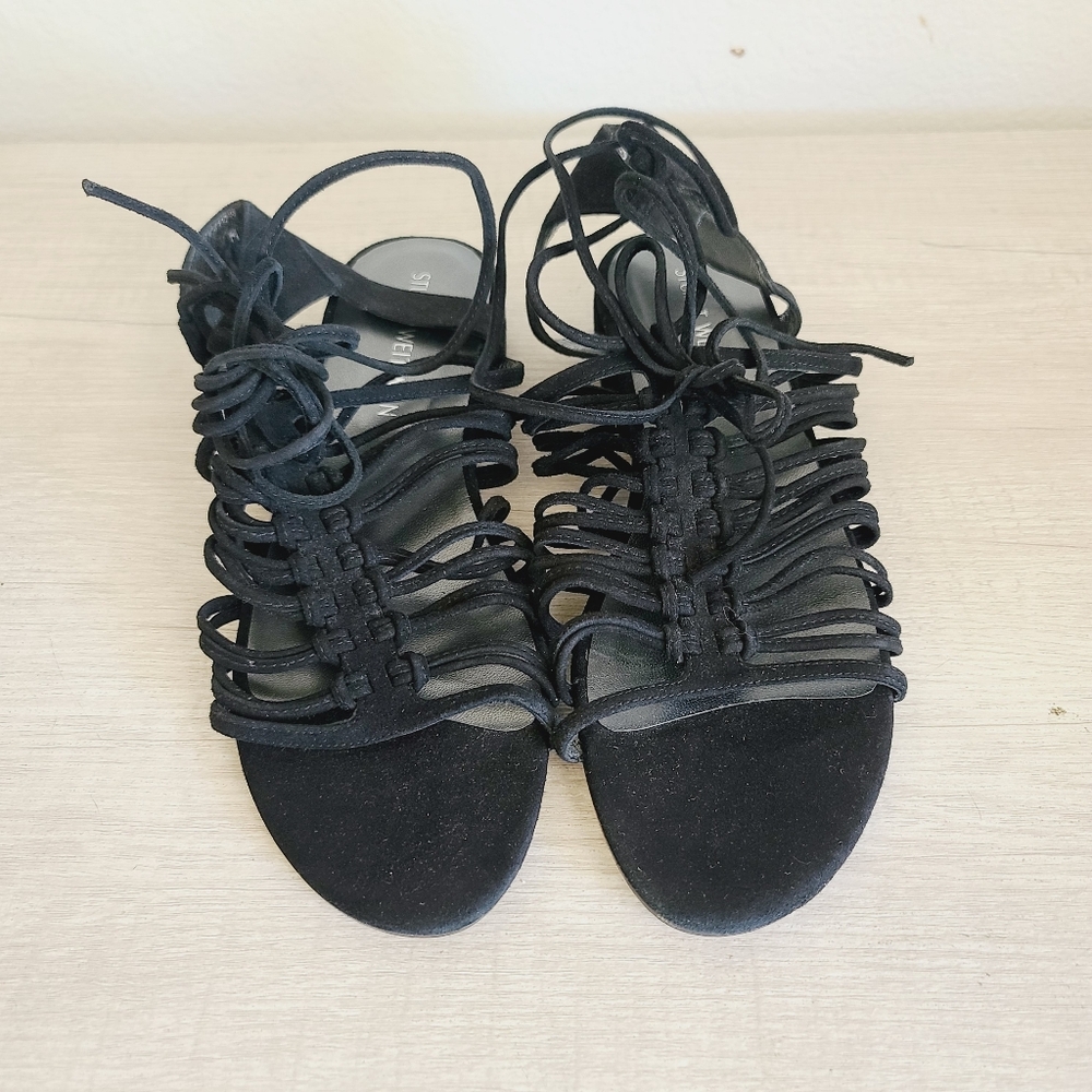 Stuart Weitzman Black Gladiator Sandals Size 9 - Picture 2 of 6
